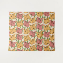 Cheetah Jungle Pflanze Grüne Korallen Grün Wandteppich