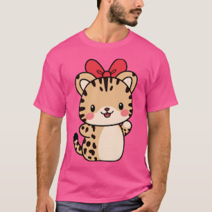 Cheetah Kawaii Ribbon Zoo Tagesausflug Jungen Mädc T-Shirt