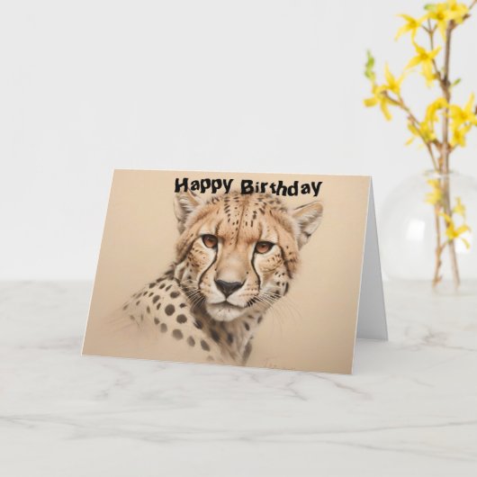 Cheetah Kopf zeichnend Geburtstag Karte (Gelbe Blume)