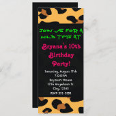 Cheetah Leopard Animal Print Black Long Einladung (Vorne/Hinten)