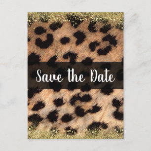 Cheetah Leopard Animal Print Gold Save the Date Ankündigungspostkarte