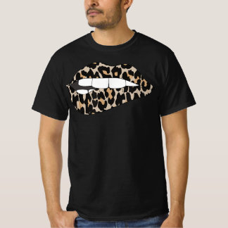 Cheetah Leopard Animal Print Lip Bite T - Shirt