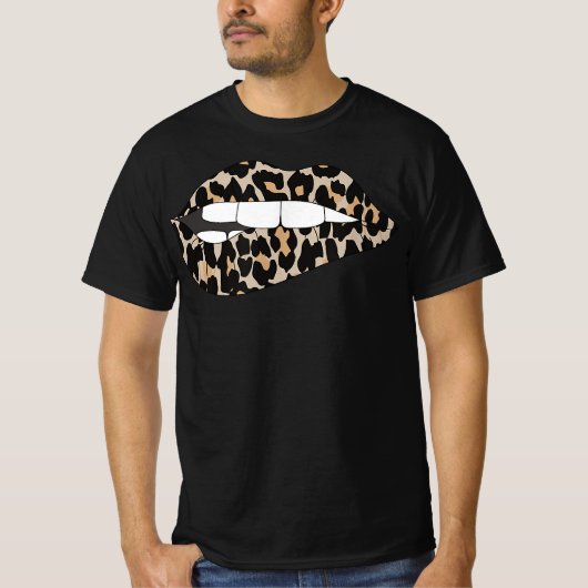 Cheetah Leopard Animal Print Lip Bite T - Shirt (Vorderseite)
