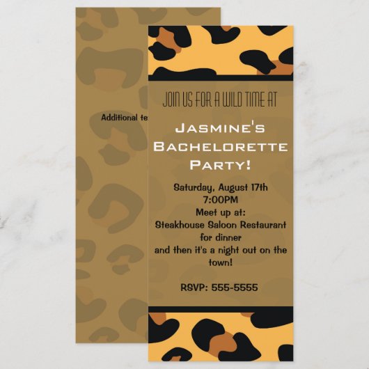 Cheetah Leopard Animal Print Long Einladungen (Vorne/Hinten)