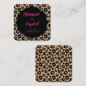 Cheetah Leopard Diamond Pink Sparkle Glimmer Quadratische Visitenkarte (Vorne/Hinten)