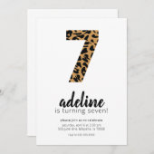 Cheetah / Leopard Print 7. Geburtstag Einladungen (Vorne/Hinten)