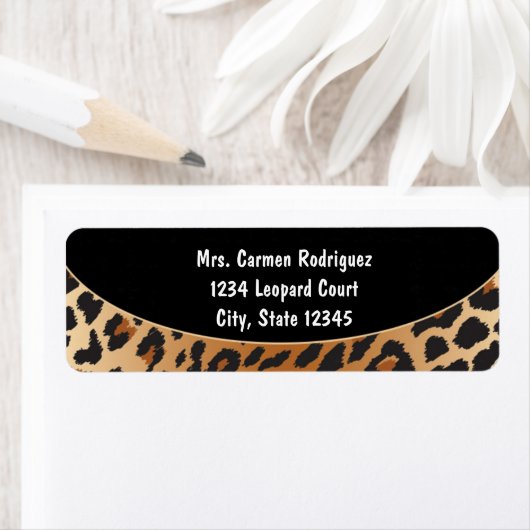 Cheetah Leopard Print Black Address Labels (Insitu)