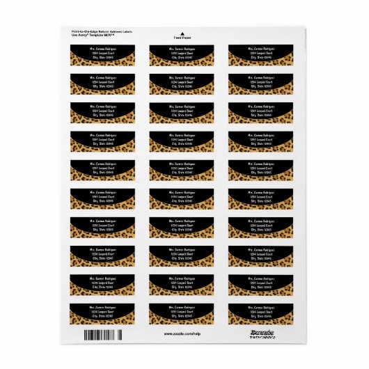 Cheetah Leopard Print Black Address Labels 2 (Vorne)
