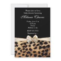 Cheetah Leopard Print Gold Bow Glam Einladung