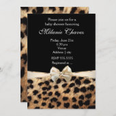 Cheetah Leopard Print Gold Bow Glam Einladung (Vorne/Hinten)
