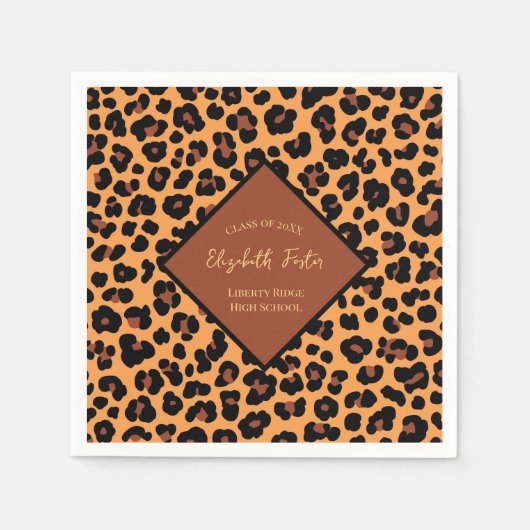Cheetah Leopard Print Graduation Party Serviette (Vorderseite)