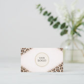 Cheetah Leopard Print Logo QR Code Professional Visitenkarte (Stehend Vorderseite)