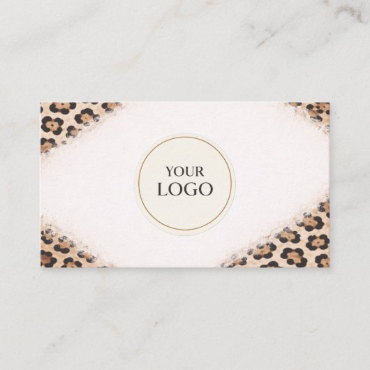 Cheetah Leopard Print Logo QR Code Professional Visitenkarte (Vorderseite)