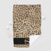 Cheetah Leopard Print Pattern Initial Monogram Golfhandtuch (Insitu)