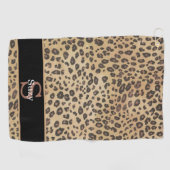 Cheetah Leopard Print Pattern Initial Monogram Golfhandtuch (Horizontal)