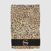 Cheetah Leopard Print Pattern Initial Monogram Golfhandtuch (Vorderseite)