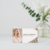 Cheetah Leopard Print QR Code Photo Professional Visitenkarte (Stehend Vorderseite)