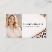 Cheetah Leopard Print QR Code Photo Professional Visitenkarte (Vorderseite)