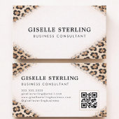 Cheetah Leopard Print QR Code Professional Visitenkarte