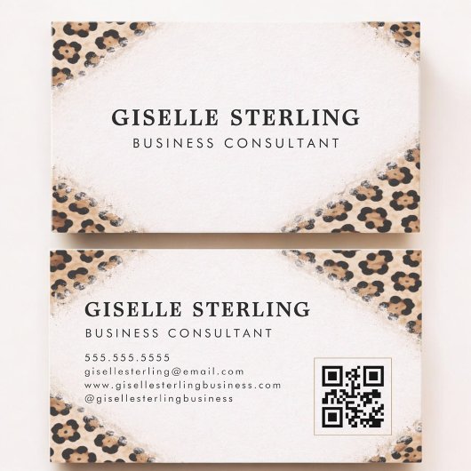 Cheetah Leopard Print QR Code Professional Visitenkarte