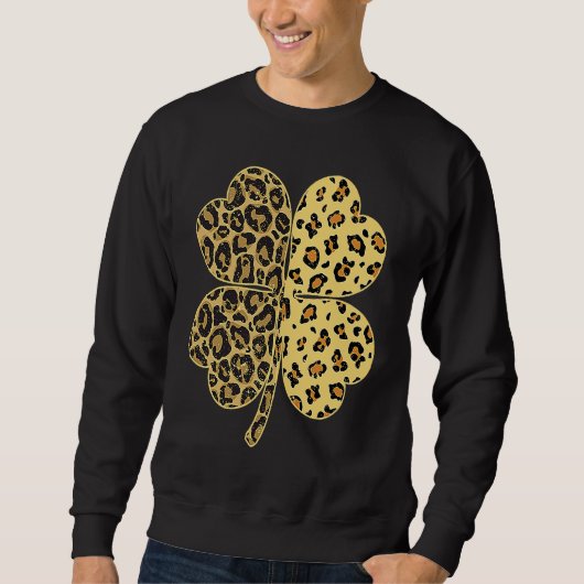 Cheetah Leopard Print Shamrock St Patricks Day Luc Sweatshirt (Vorderseite)