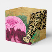 Cheetah Leopard Rote Rose Blumenmuster Blume Geschenkschachtel (Rückseite)