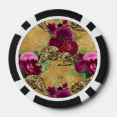 Cheetah Leopard Rote Rose Blumenmuster Blume Pokerchips (Rückseite)