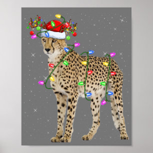 Cheetah Liebhaber Xmas Beleuchtung Santa Cheetah W Poster