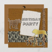 cheetah Lion Safari Zoo Geburtstagsparty Einladung (Vorne/Hinten)