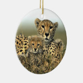 Cheetah-Mama und CUB-Verzierung Keramikornament (Rechts)