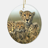Cheetah-Mama und CUB-Verzierung Keramikornament (Links)