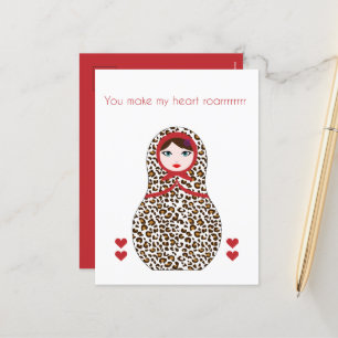 Cheetah Matryoshka Valentinkarte Feiertagspostkarte