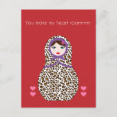 Cheetah Matryoshka Valentinkarte Feiertagspostkarte (Vorderseite)