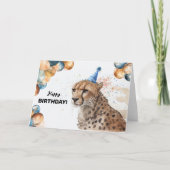 Cheetah mit Balloons und Party Happy Birthday Karte (Vorderseite)