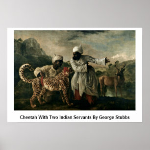 Cheetah mit zwei indischen Servanten von George St Poster