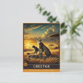 Cheetah | Niedliche Vintage Tierpostkarte Postkarte (Stehend Vorderseite)