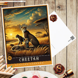 Cheetah | Niedliche Vintage Tierpostkarte Postkarte