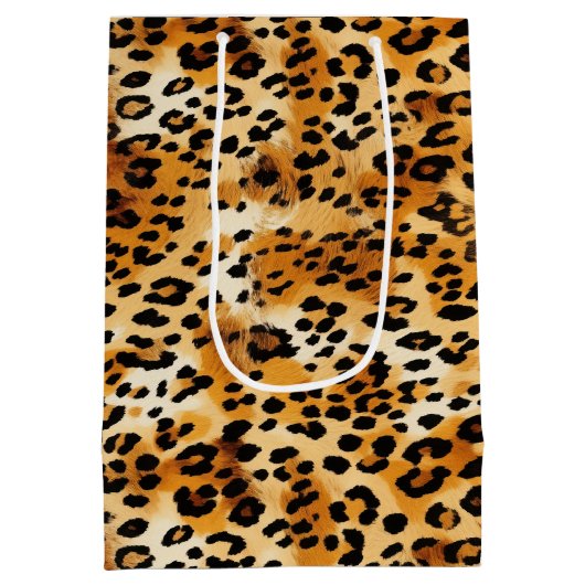 Cheetah oder Leopard Safari Tierfutterdrucke Mittlere Geschenktüte (Rückseite)