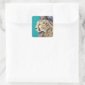 Cheetah Painting Quadratischer Aufkleber (Tasche)