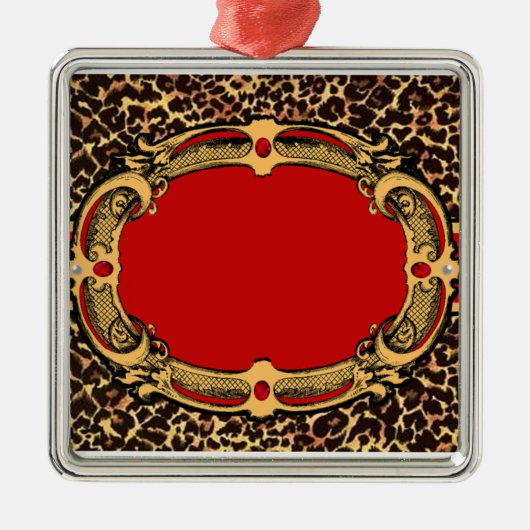 Cheetah Pattern Red Label Silbernes Ornament (Vorne)