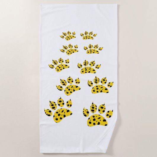 Cheetah Paw Print Beach Handtuch (Vorderseite)