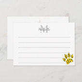 Cheetah Paw Print Custom Lined Monogram Dankeskarte (Vorne/Hinten)