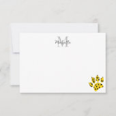 Cheetah Paw Print Custom Monogram Dankeskarte (Vorderseite)