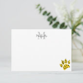 Cheetah Paw Print Custom Monogram  Dankeskarte (Stehend Vorderseite)