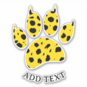 Cheetah Paw Print Custom Text Aufkleber (Vorderseite)