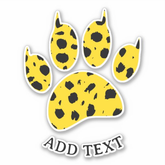 Cheetah Paw Print Custom Text Aufkleber (Vorderseite)