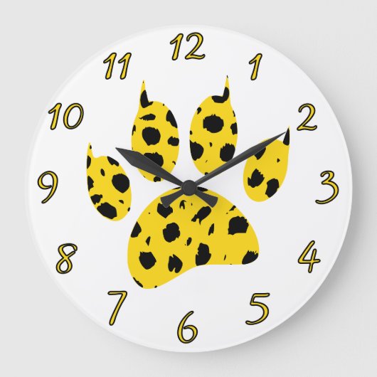 Cheetah Paw Print Große Wanduhr (Vorderseite)