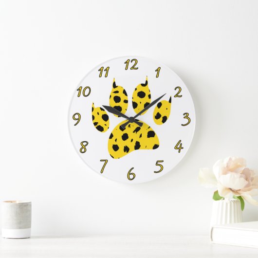Cheetah Paw Print Große Wanduhr (Zuhause)