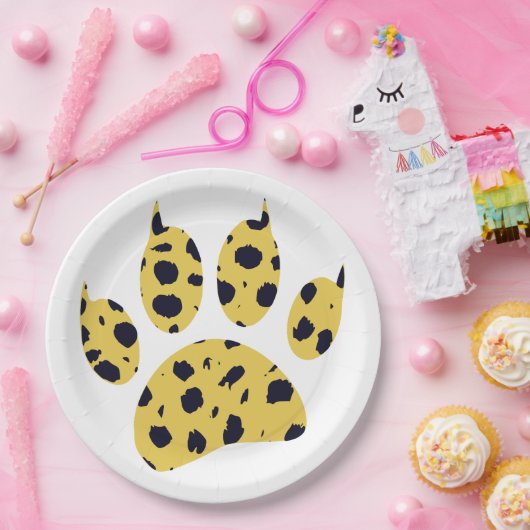 Cheetah Paw Print Pappteller (Party)