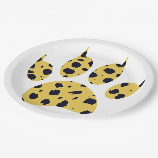 Cheetah Paw Print Pappteller (Schrägansicht)